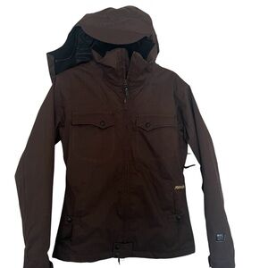 Billabong chocolate brown star snow/snowboarding, jacket size medium